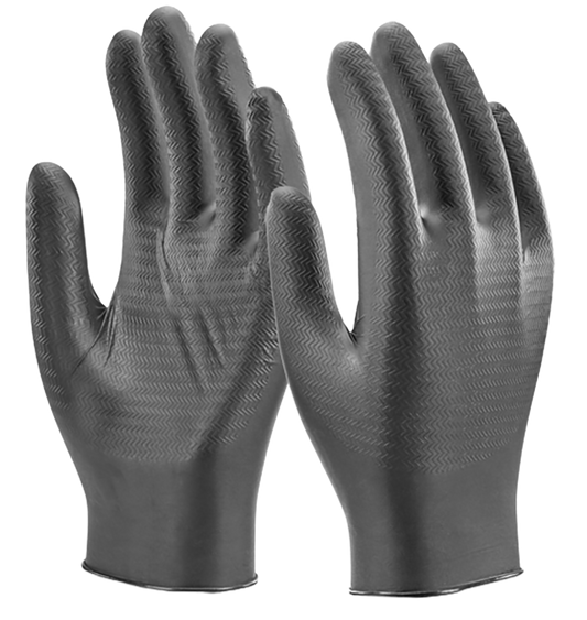 Pair of black gloves on a white background