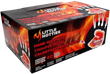 Box of Little Hotties hand warmers with fiery design and product details.