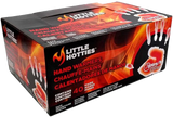 Box of Little Hotties hand warmers with fiery design and product details.