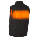Black heated vest with glowing orange heating element