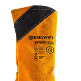 Gauntlet sleeve with black top corner featuring Beeswift branding and product details on a white background