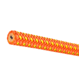 Orange rope with yellow nodes on a white background