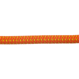 Close-up of orange rope with yellow stitching on a white background